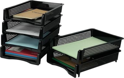 Online Europe Postbakje Zwart set van 6 stuks, Opening 25cm x 33cm x 7,2cm (A12)