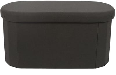 Home Deco Factory Poef/hocker opvouwbaar - ovaal - opbergbox - zwart - polyester/mdf - 76 x 38 cm