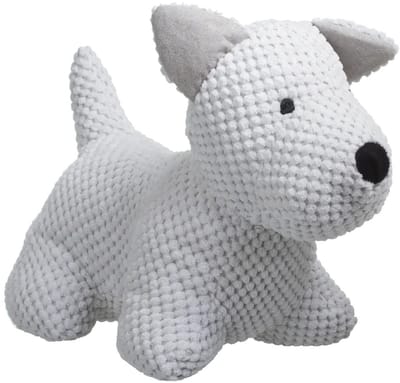 Pluche Deurstopper Hond - Wit - 31 x 24 cm - 1 kg - Polyester - Functioneel & Schattig Design - Gevuld met Zand -