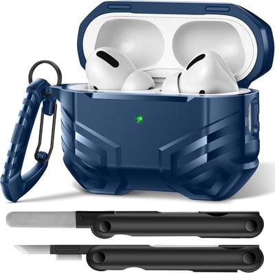 Hoesje voor AirPods Pro 3 met reinigingsset en sleutelhanger - Schokbestendig en compatibel met MagSafe - Hard beschermhoes voor mannen