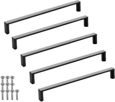 SOTECH 5 stuks meubelgrepen BLACKLINE XI BA 192 mm mat zwart (lengte 199 mm, breedte 12 mm, hoogte 27 mm) design aluminium vitrinegreep