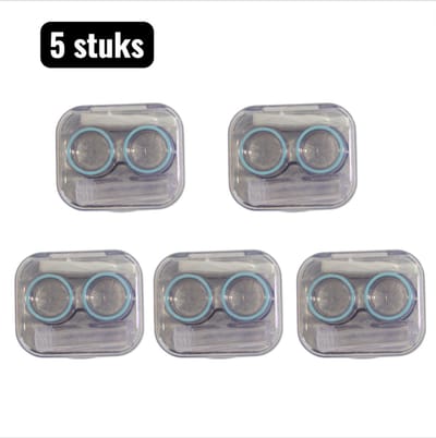 5 stuks - Lenzendoosjes - Opbergdoos - Creatief Contactlenzen Doosje - Transparant Mini Reis Etui - Multifunctionele brillenkoker - Groen