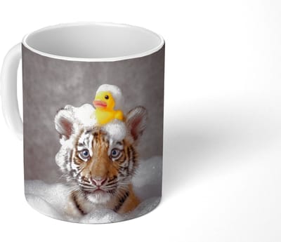 Mok - Koffiemok - Welpje - Bad - Geel - Mokken - 350 ML - Beker - Koffiemokken - Theemok