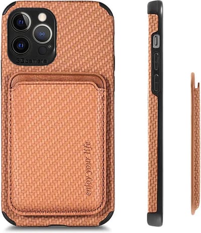 Coverzs telefoonhoesje geschikt voor Apple iPhone 11 Pro Magneet gevlochten hoesje met pasjeshouder - bruin