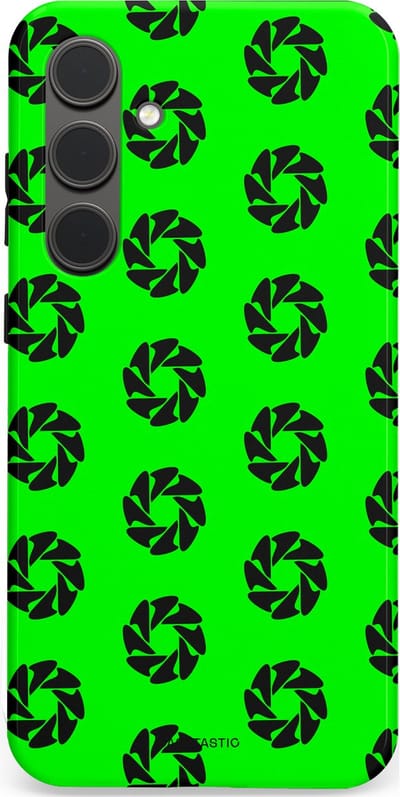 Casetastic hoesje geschikt voor Samsung Galaxy S24 Plus - Dubbellaagse bescherming - Neon Groene Cirkels - Fashion Case - Groen Zwart