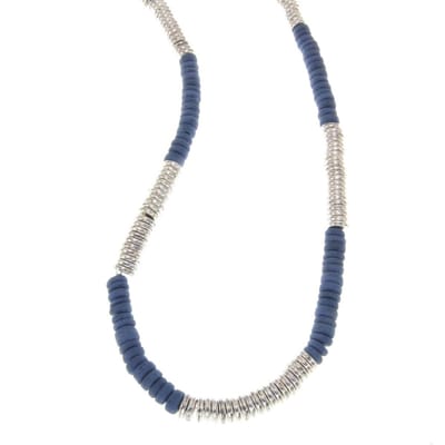 Behave - Etnische ketting blauw en zilverkleur - Mode ketting 81 cm
