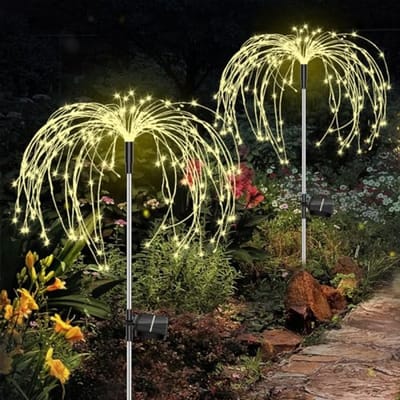 Zonnelampen voor de tuin 2 stuks 150 leds solarverlichting waterdicht decoratief voor terras balkon gazon pad.