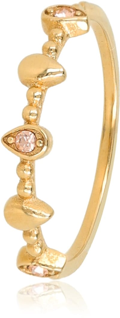 My Bendel - Aanschuifring met Zirkonia Stenen - Goudkleurig & Champagne - met Luxe Cadeauverpakking | Sieraden Voor Dames | Maat 16.00 Mm / Maat 50