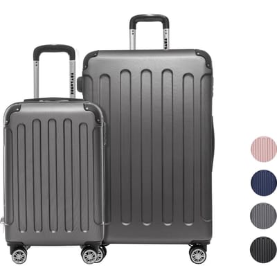 TRVLMORE Kofferset - 2 Delig - 38L Handbagage + 110L Ruimbagage - Lichtgewicht - Trolley - Reiskoffer Set - Donkergrijs