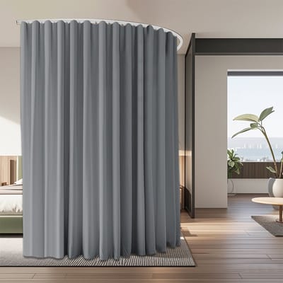 Qelus Gordijnen Blackout - Luxe Serie Rolgordijnen - Gordijnen Kant en Klaar - Extra Groot Kamerschermgordijn met Rails - Voor Woonkamer Slaapkamer Privacy Scheidingswand - B 254 x H 213cm (Grijs)