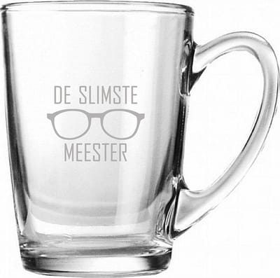 Gegraveerde theeglas 32cl De slimste meester