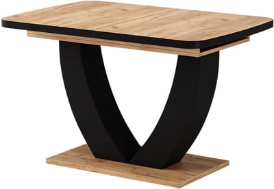 Vicco Eettafel Fenaro, Zwart/Eiken, 120-160 x 80 cm Uitschuifbaar