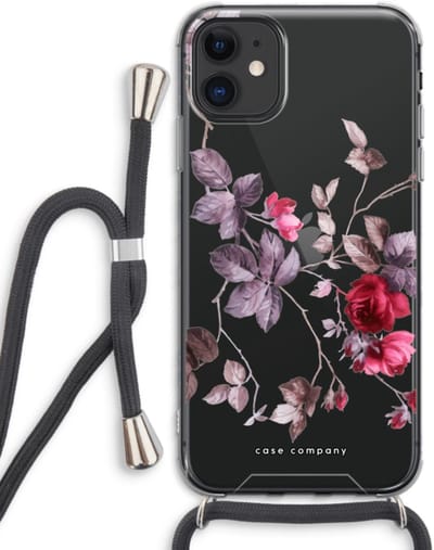 Case Company® - Hoesje met koord geschikt voor iPhone 11 hoesje met Koord - Mooie bloemen - Telefoonhoesje met Zwart Koord - Bescherming aan alle Kanten en Over de Schermrand