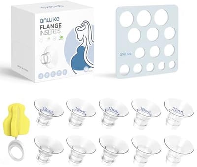 10pcs flange inserts 13/15/17/19/21mm, compatible with Momcozy M5 S9/S12 Pro/Medela/KISSBOBO/Jheppbay, breastfeeding accessories for breast pumps, can reduce the 24mm channel to other sizes