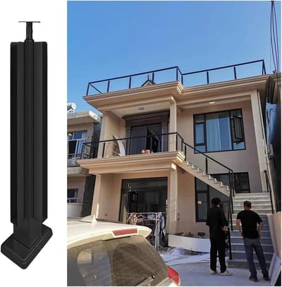 Zwarte Paal - Hekwerk Post - Terras Afscheiding - 360 graden Connector - 60 cm - Zwart