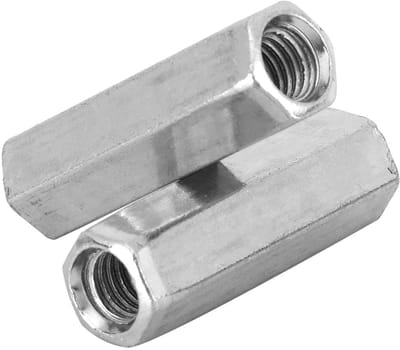 Dailygoods- Zeskantmoer 10 Stuks - Lange Koppelingsmoer - Verbindingsdop - Voegmoer - Koolstofstaal - Hoge Sterkte - Corrosieweerstand - Bevestigingsmoer