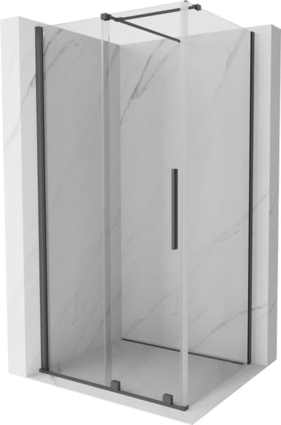 Mexen Velar schuifdouchecabine 90 x 70 , transparant, geborsteld geweergrijs - 871-090-070-01-66