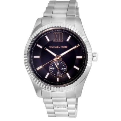 Michael Kors Lexington Roestvrij Staal Multifunctioneel Zwarte Wijzerplaat Kwarts MK8946 100M Herenhorloge zwart