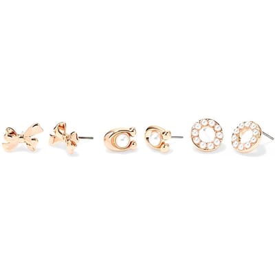 Boucles d'oreilles Cuivre Logo Coach Boucles d'oreilles Femme Or Rose CF984-RGD Basic Packaging-Box Not Included,F,Rose Gold white