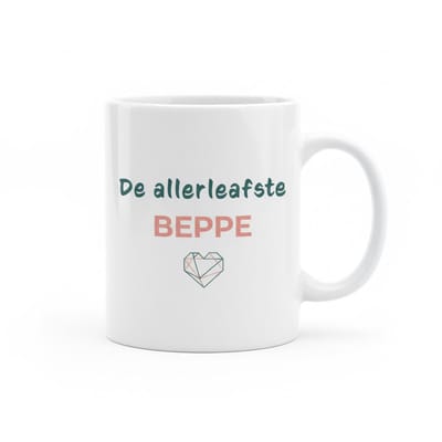 Lief Familie Cadeau Mok 330 ml – “De Allerliefste Beppe” – Keramische Koffie- en Theemok met Hartje
