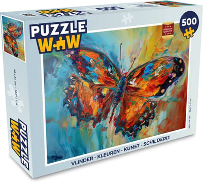 Puzzel Vlinder - Kleuren - Kunst - Schilderij - Legpuzzel - Puzzel 500 stukjes
