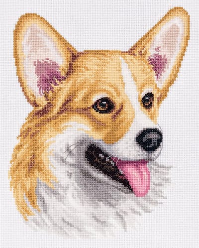 PANNA Borduurpakket Welsh Corgi J-7098 - Kruissteek - Borduren voor volwassenen - Aida