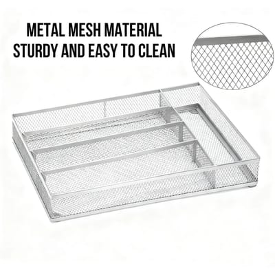 Tiroir à Couverts de Cuisine Séparateur de Rangement pour Couverts en Acier au Carbone avec Coussinets en Mousse Antidérapants pour Cuillères Fourchettes Papeterie gray