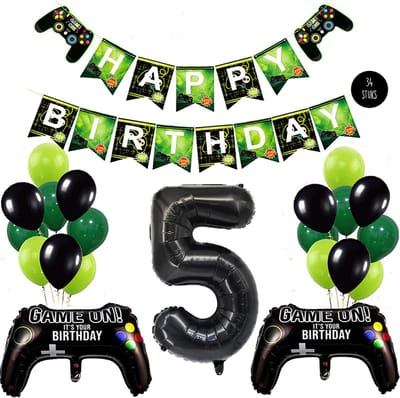 Snoes Mega Game Gamers Helium Verjaardags Ballonnen Feestdecoratie Black Cijfer Ballon nr 5