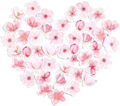 45 Stuks Zelfklevende Sakura Stickers voor Creatieve Decoratie, Roze Kersenbloesem Stickers voor Kinderen en Tieners, Handgemaakte DIY Projecten