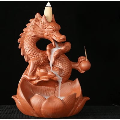 Design Créatif Décoration Ornements pour la Maison Brûle-Encens à Reflux Cascade de Dragon Pterodactyle Encensoir en Céramique Porte-Bâtonnets d'Encens -Sans Encens