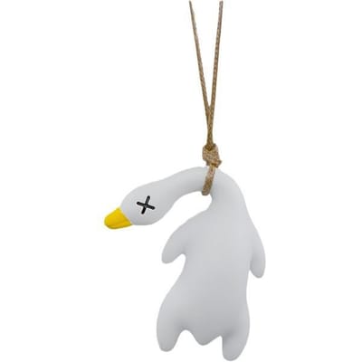 Pendentif de voiture en forme d'oie blanche rôtie, drôle de canard rôti, ornement suspendu pour voiture, produits pour voiture, accessoires d'intérieur blanc