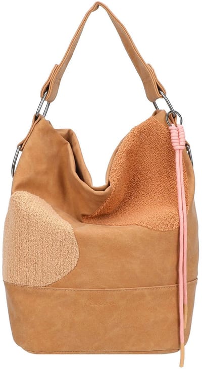 Fritzi aus Preußen schoudertas Olga Limited Happy Flocked Heritage Soft Chestnut Hobo Bag Brown Lichtbruin