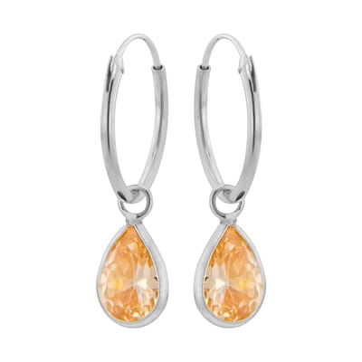 WeLoveSilver - Oorringen - 925 Zilver - Druppelvormige Cubic Zirconia - Champagne
