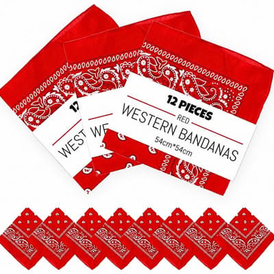 12 stuks Hoofddoek - hoofdsjaal - hoofddoeken dames - Fietshoofdband - boerenzakdoek rood - Multifunctionele hoofdband - 54*54 cm - Rood - Polyester