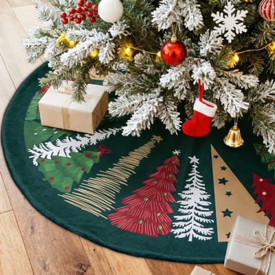 Dailygoods- Kerstboomrok 150 cm - Fluwelen Boomrok - Kerstboomdeken - Basisbedekking - Duurzaam - Feestelijk Patroon - Gemakkelijk op te bergen