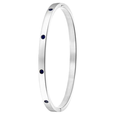 Lucardi Dames Armband bangle geboortestenen - Staal - Armband - Cadeau - Stijlvol - Zilverkleurig