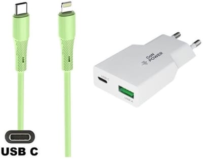 20W snellader met 2 poorten + 1,0m USB C naar Lightning kabel. Universele PD PPS lader. GAN oplader adapter past op Apple iPhone 13, 13 Mini, 13 Pro, 13 Pro Max, iPhone 14, 14 Plus, 14 Pro, 14 Pro Max