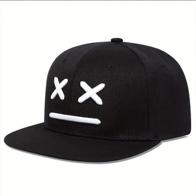 Casquettes de Baseball Hip-Hop Unisexes Xx Broderie Visage Souriant Printemps et Automne Extérieur Réglables Décontractées Chapeau Anti-Soleil black