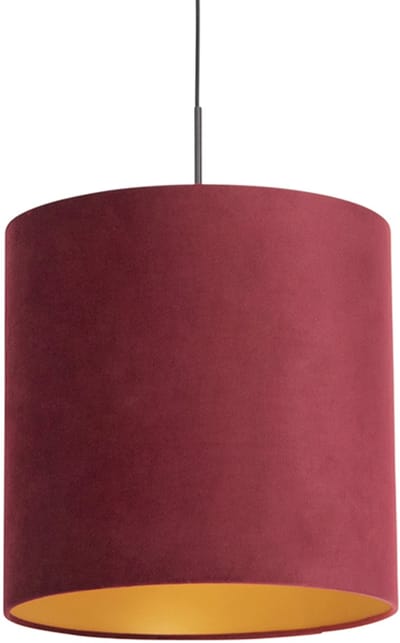 QAZQA combi - Landelijke Hanglamp met kap - 1 lichts - Ø 400 mm - Rood - Woonkamer | Slaapkamer | Keuken