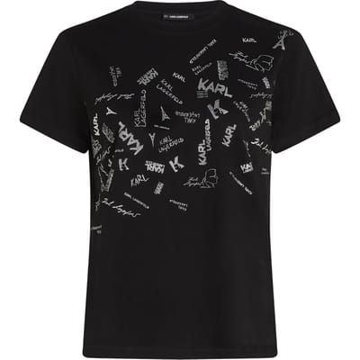 Karl Lagerfeld Paris Fonts Print T-shirt Black Taglia: S | Maglie Sportivi Outlet | Donna | Nero