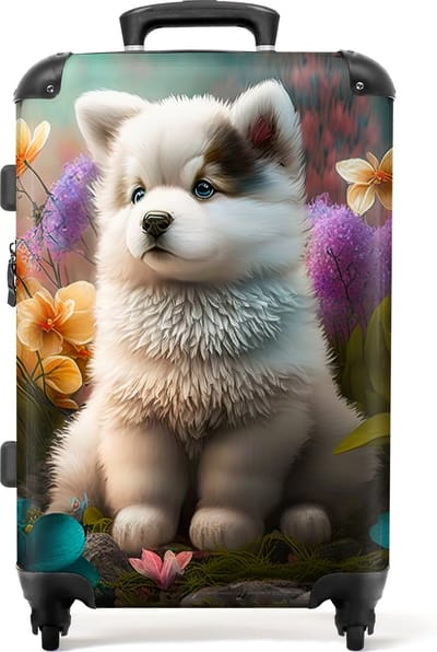 NoBoringSuitcases.com - Koffer - Puppy - Natuur - Bos - Trolley vrouw - Koffer groot - 20 kg bagage - Hardcase koffer - Lichtgewicht - TSA slot - Reiskoffer man - 66 cm - Koffer volwassenen - Vrouwen koffer - 72 liter - Grote koffer