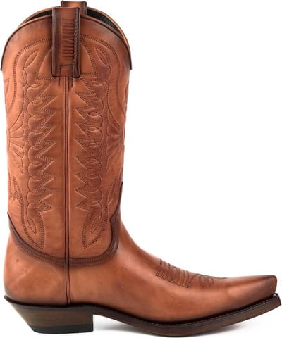 Mayura Boots 1920 Cognac/ Spitse Cowboy Western Line Dance Dames Heren Laarzen Schuine Hak Echt Leer Maat EU 37