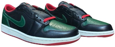 WMNS Nike Air jordan 1 Retro Low OG - Sneakers - Unisex - Zwart - Groen - Rood