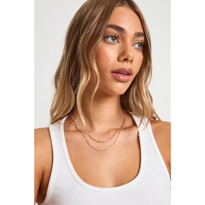 boohoo Dames Fijne Ball & Chain gelaagde ketting | Goud