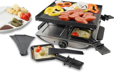RONN® Gourmetstel 4 personen - Gourmetstellen - Gourmet - Zwart en Zilver -‎ ‎25cmx 30cmx 13cm; 2.38 kg