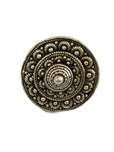 Petra's Sieradenwereld - Verzilverde Zeeuwse knop ring met bolletjesranden 25 mm groot (322)