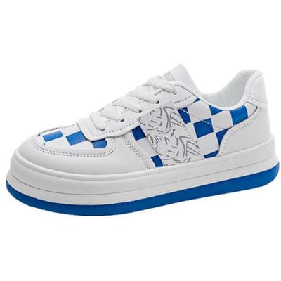 Baskets pour femmes Nouvelle mode Tout-match Étudiant Décontracté Chaussures plates Baskets à semelle épaisse et tige basse Petites chaussures blanches Femmes 40 bleu