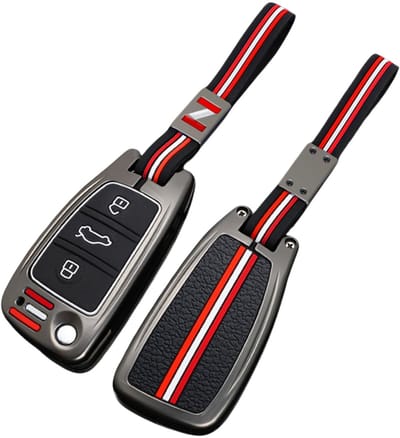 Allecto - Zinklegering autosleutel cover - Sleutelhanger hoesjes - Modieus ontwerp - Mat + touw - Bescherming tegen schade - Geschikt voor Audi A1 ...