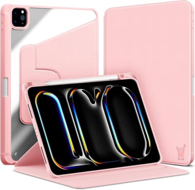 Hoes geschikt voor iPad Pro 11 inch 2024 - Book Case Premium Sleep Cover Kunstleer 360 Graden Draaibaar met Auto/Wake Functie en Pencilhouder - Roze