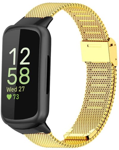 Milanees bandje - geschikt voor Fitbit Inspire 3 - rvs Milanese met gesp sluiting - goud